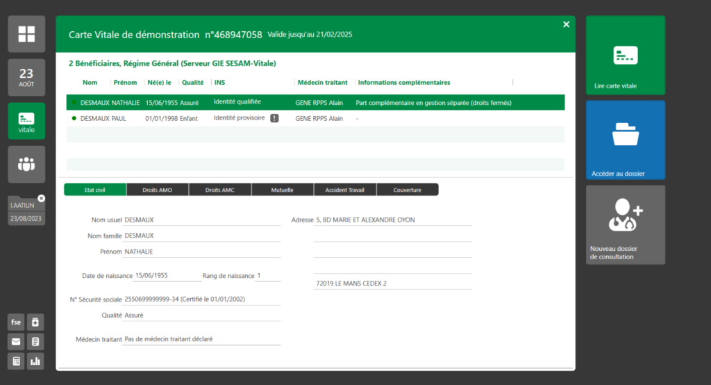 DrSante I Fonctionnalité I Lecteur Carte Vitale