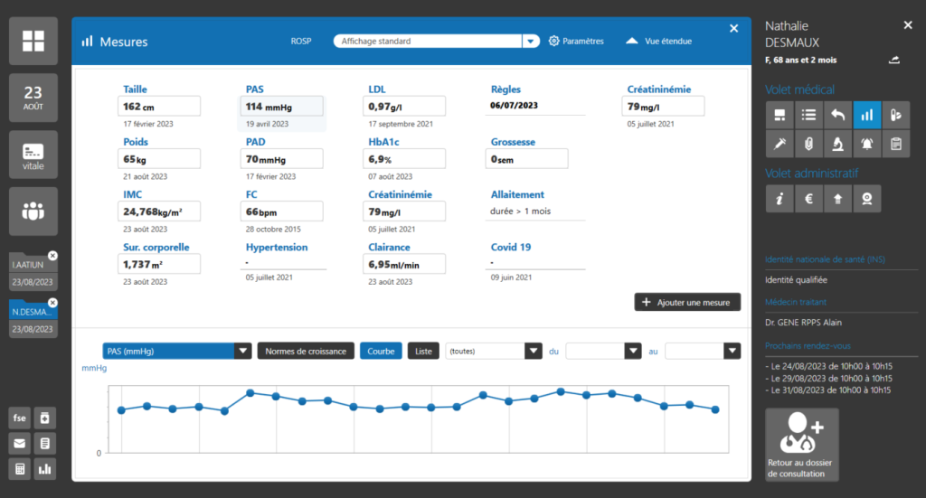 DrSante I Fonctionnalité I Mesures