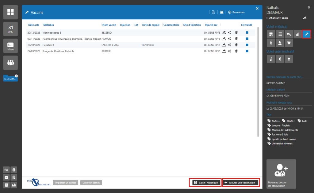 Ajouter ou mettre à jour les vaccins