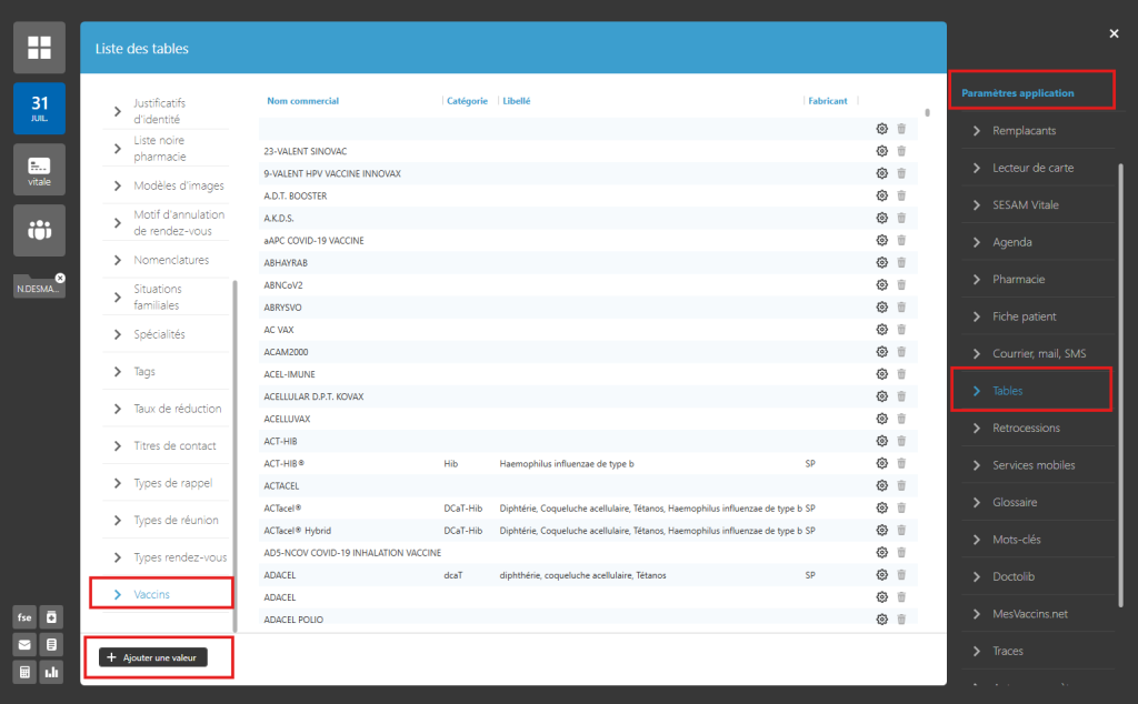 Ajouter ou mettre à jour les vaccins