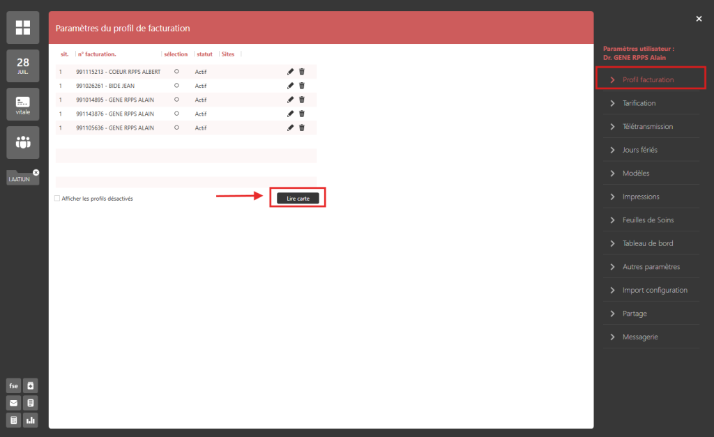 Comment créer un profil de facturation dans DrSanté