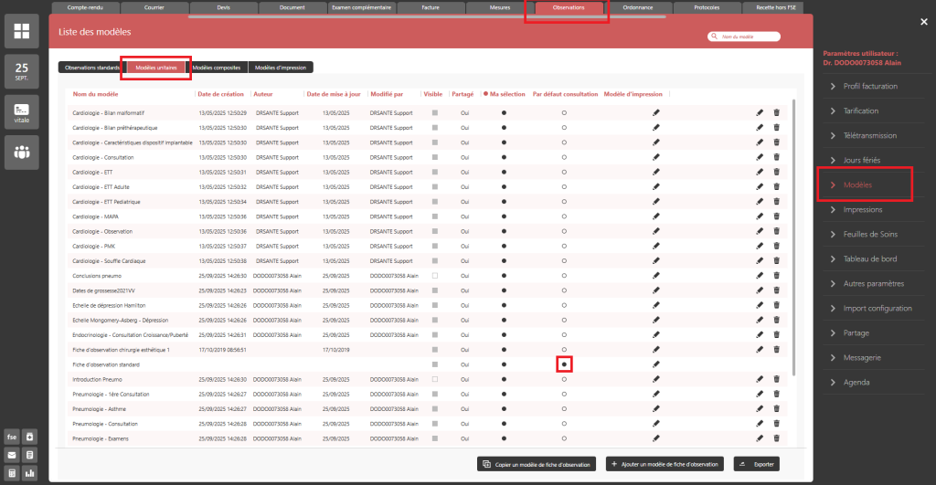 Consulter les modèles de fiche d’observation (Catalogue)