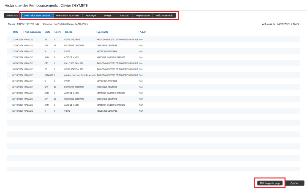 Consulter l’historique des remboursements d’un patient-3