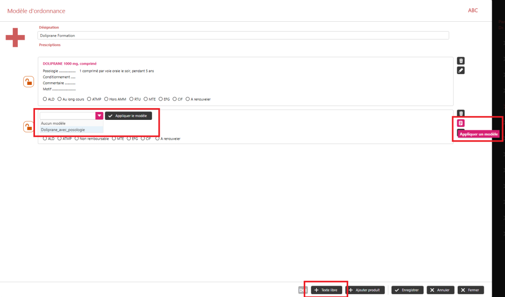 Créer mes modèles d’ordonnance