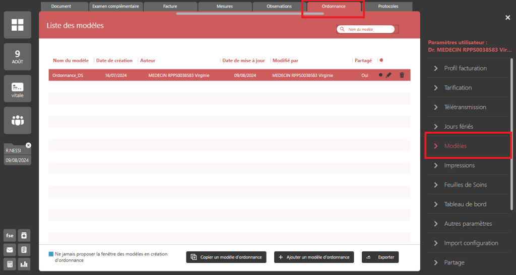 Créer mes modèles d’ordonnance3