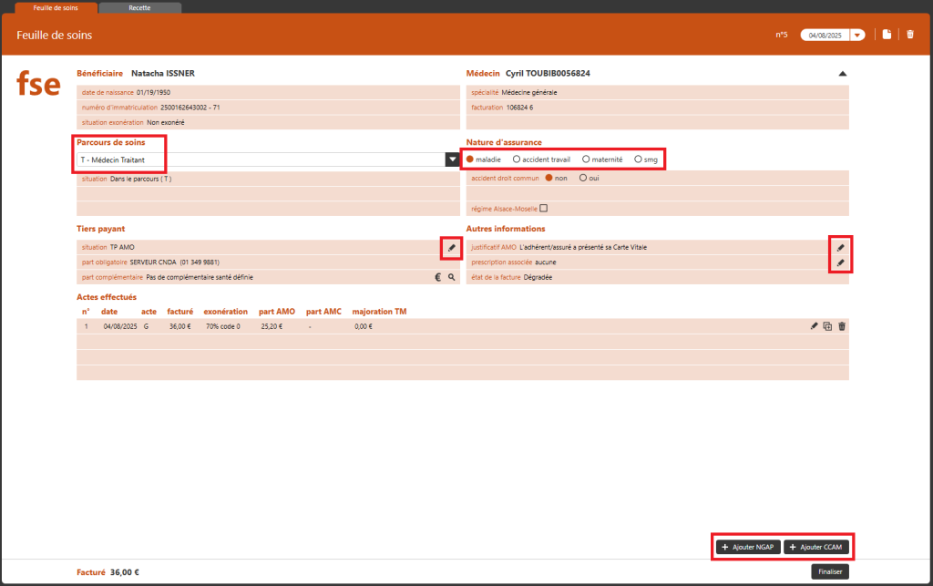 Créer une FSE avec Carte Vitale