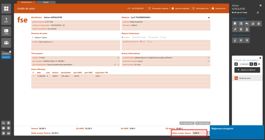 Créer une FSE avec Carte Vitale 4