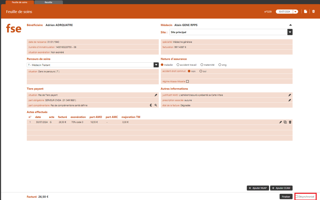 Créer une FSE avec une CPE 1