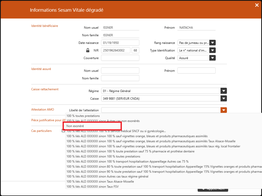 Créer une FSE pour Soins Médicaux Gratuits7