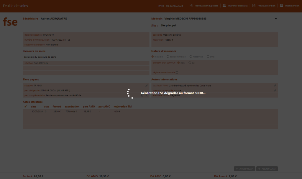 Créer une Feuille de Soins Électronique sans Carte Vitale dégradée 1