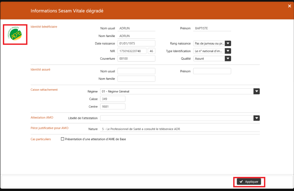 Créer une Feuille de Soins Électronique sans Carte Vitale dégradée