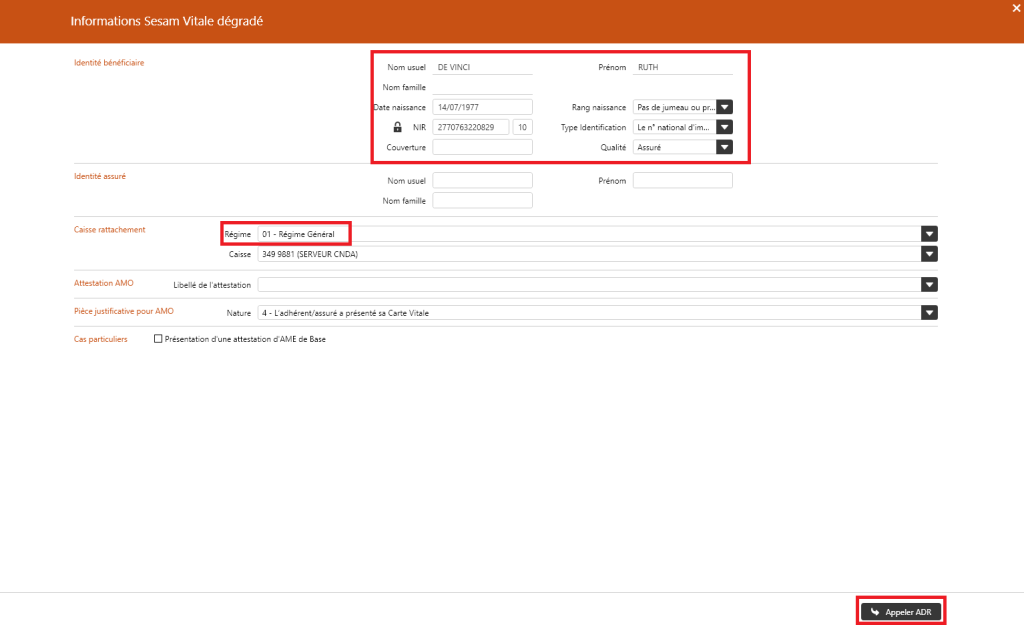 Créer une Feuille de Soins Électronique sans Carte Vitale dégradée 3