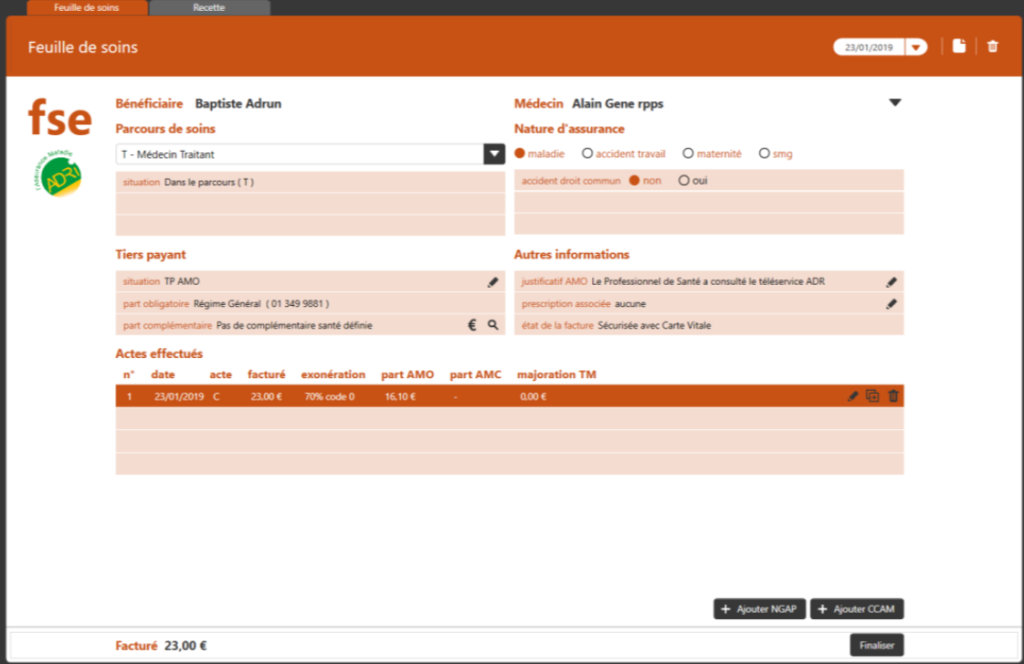 Créer une Feuille de Soins Électronique sans Carte Vitale dégradée 4
