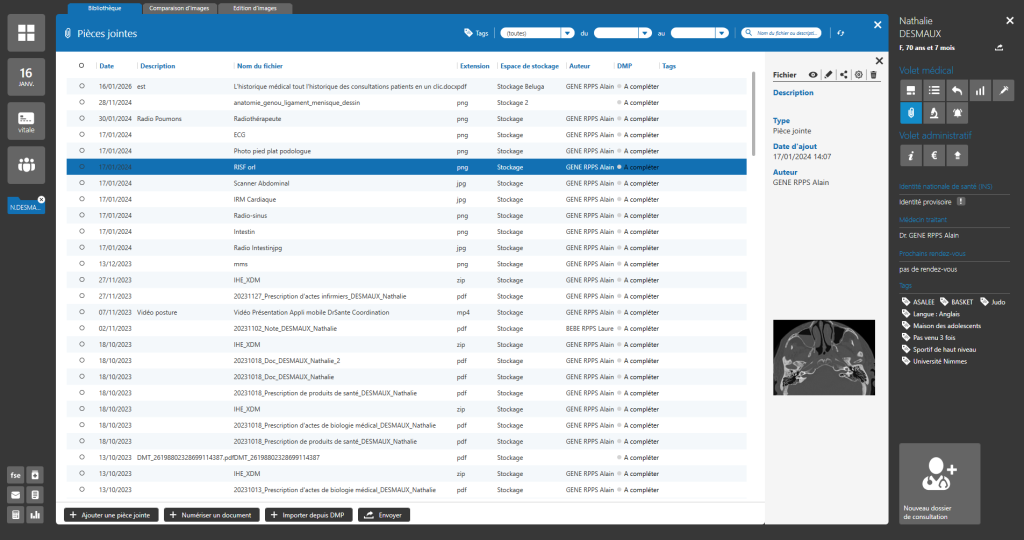 Gérer comparer et annoter les pièces jointes dans le dossier patient