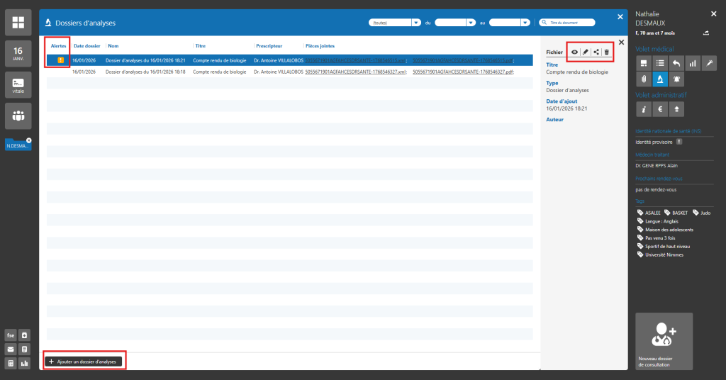 Gérer un dossier d’analyse import visualisation et saisie manuelle