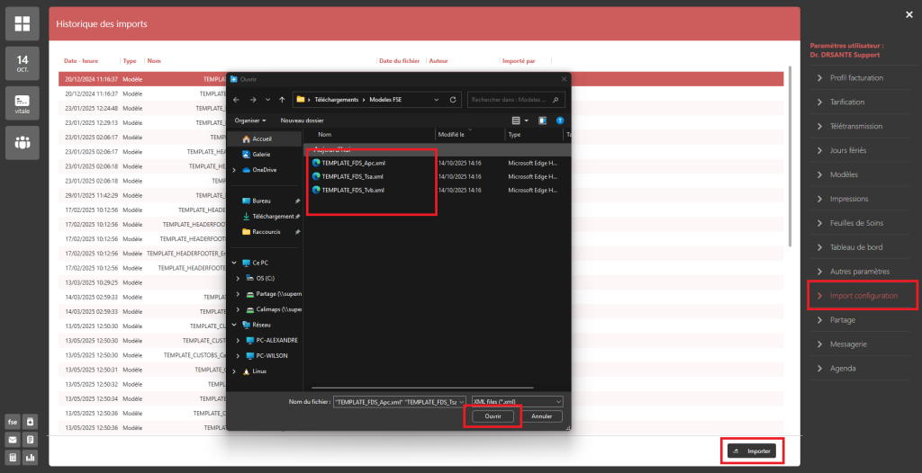 Importer et exporter mes modèles de FSE-1