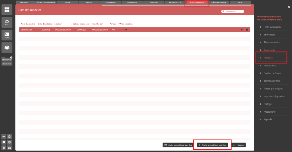 Création d’un modèle de texte libre