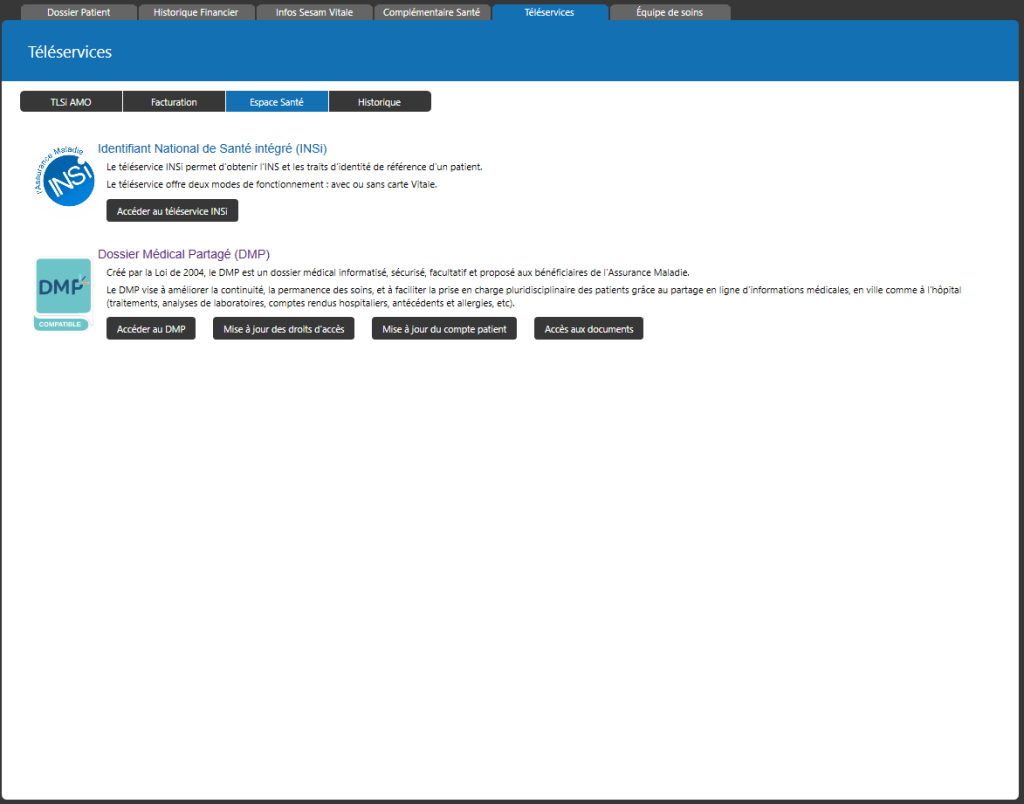 Téléservices de l'Espace Santé