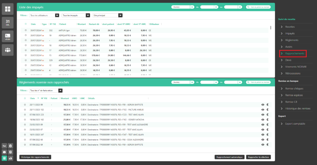Gérer mes rapprochements