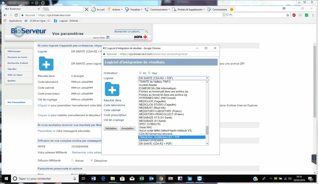 Paramétrer la boîte de réception Bioserveur