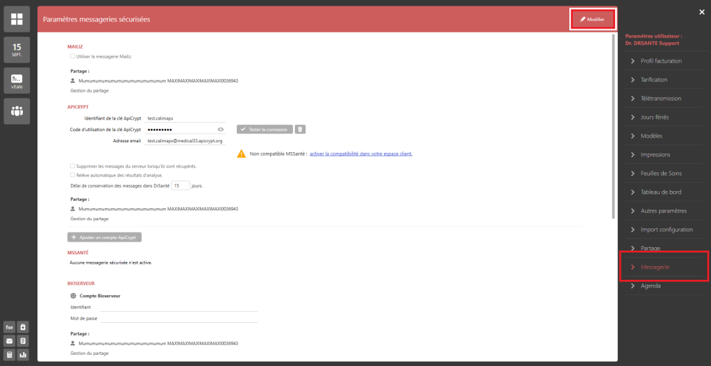 Paramétrer DrSanté étape 3