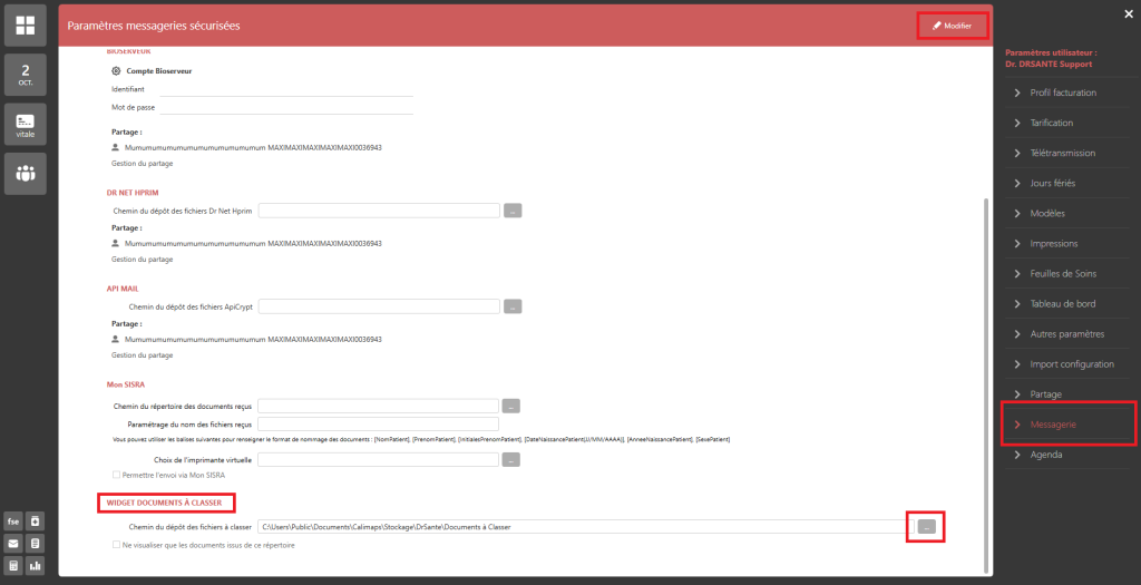 paramètres messagerie sécurisés