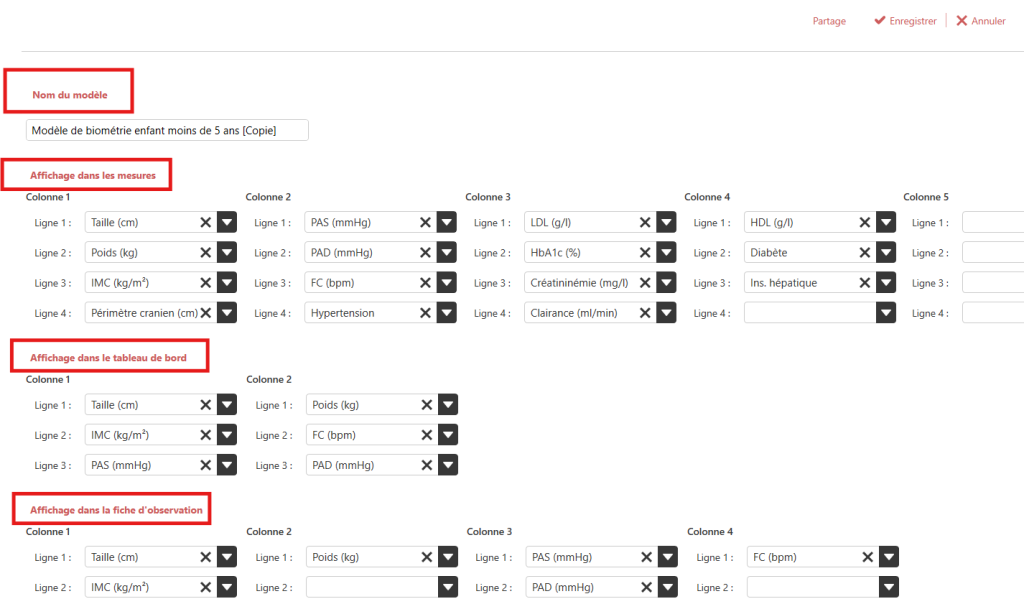 Personnaliser l’affichage des mesures dans le dossier patient