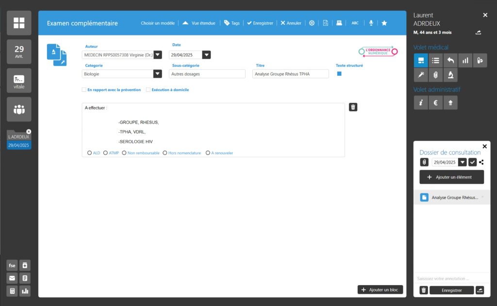 Réaliser une ordonnance numérique