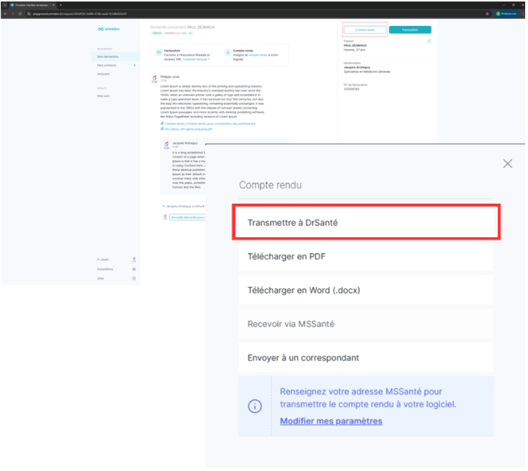 transmettre a dr sante