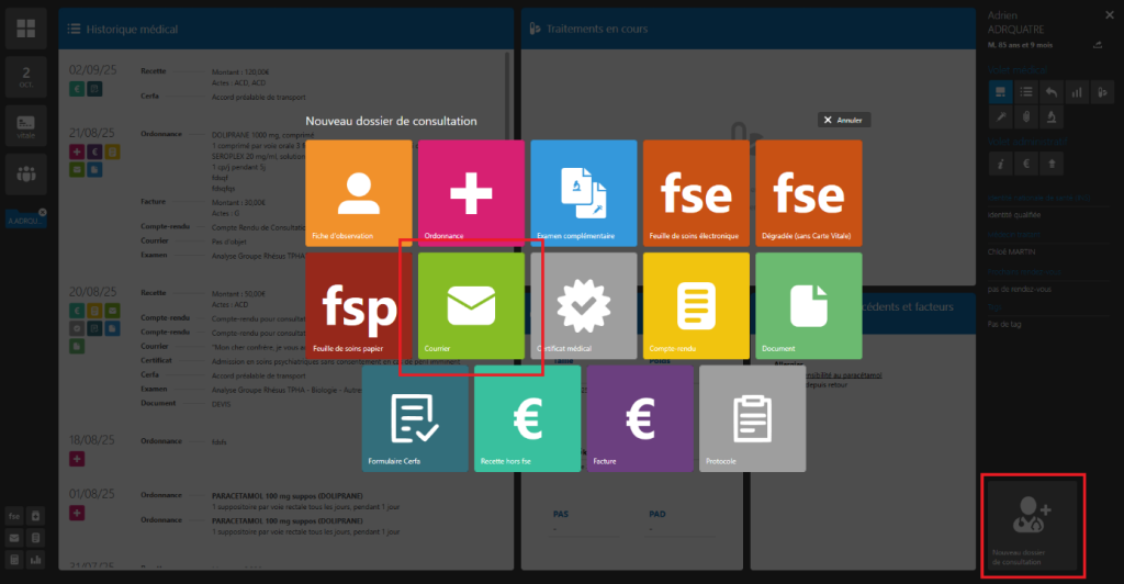 courrier nouveau dossier de consultation