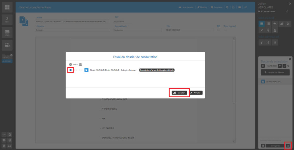 executer envoi du dossier de consultation