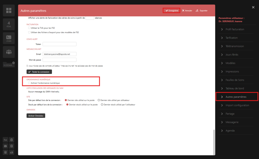 Activer l'ordonnance numérique